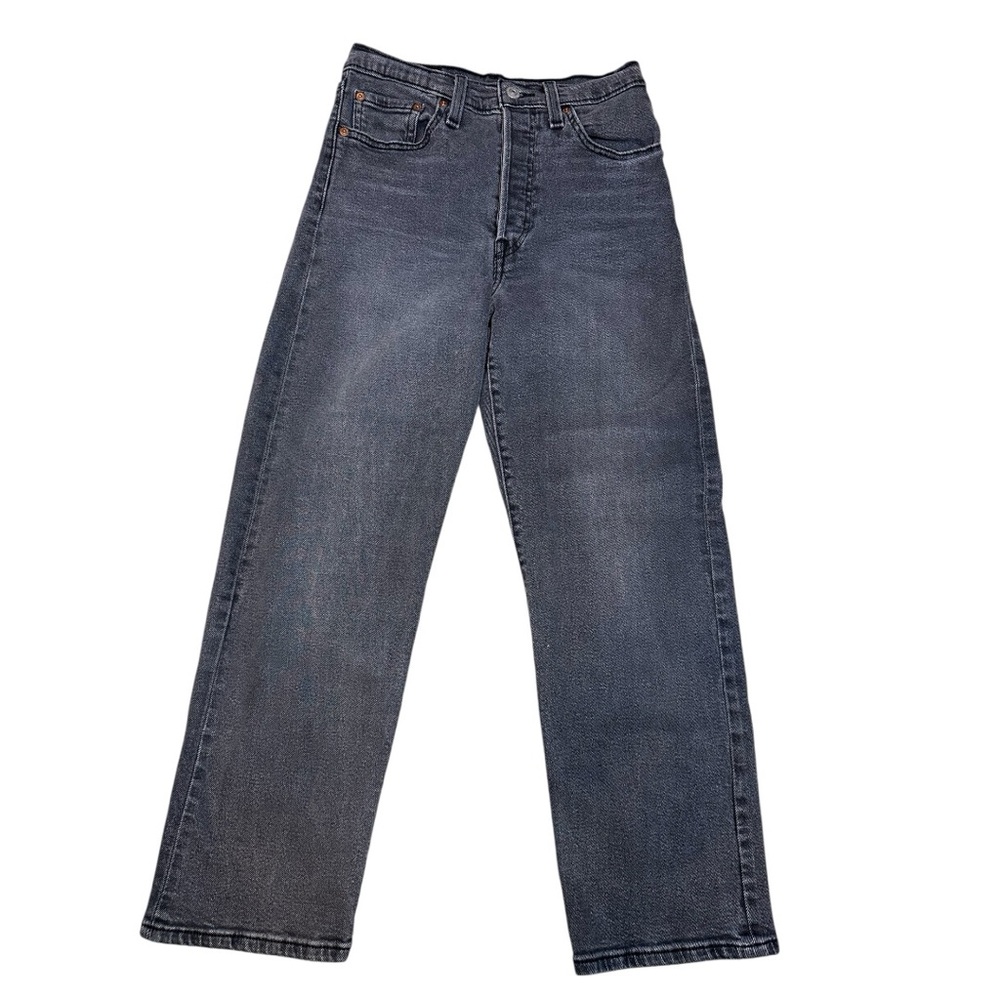 Levi's Ribcage Straight Ankle Size 27/27 High Rise Button Fly Faded Black